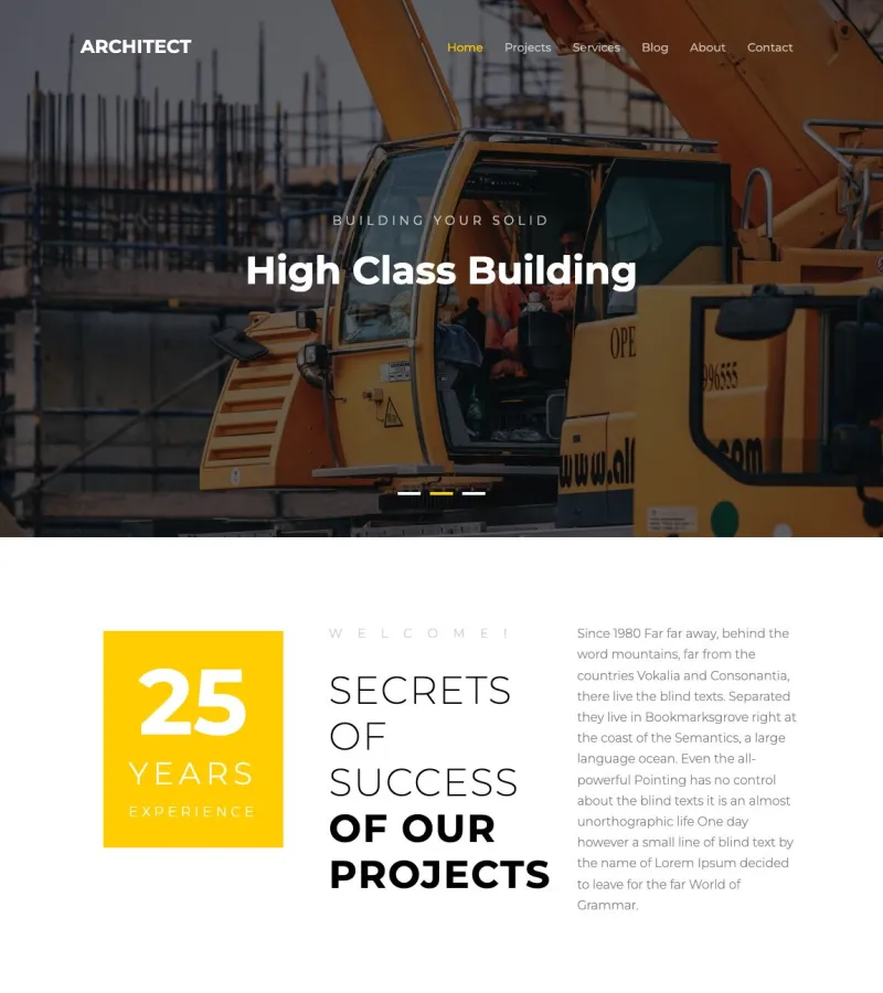 architect website template desktop screenshot