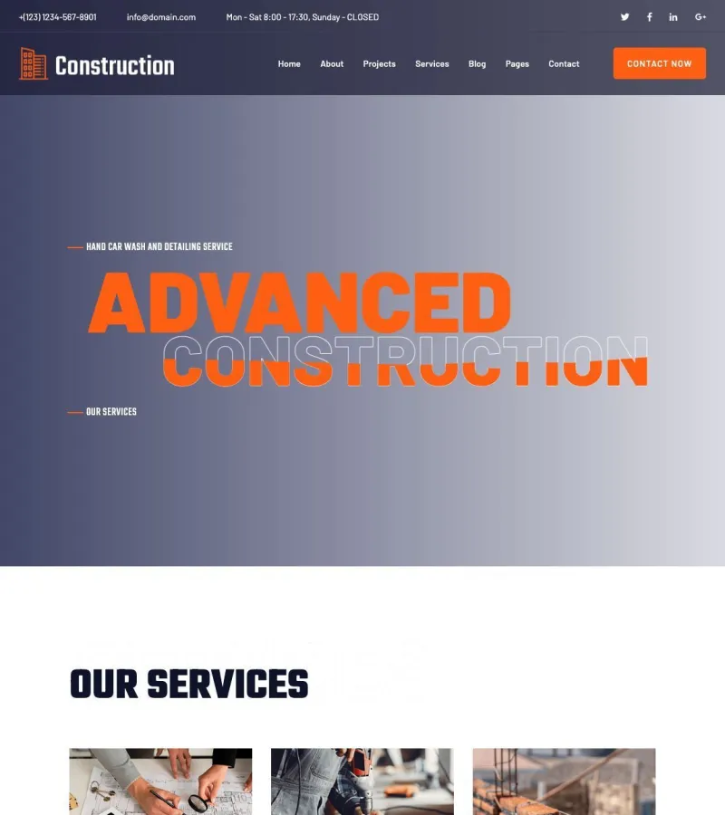 constructioncompany website template desktop screenshot
