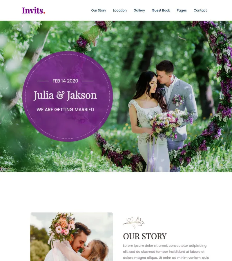 Invits website template desktop screenshot