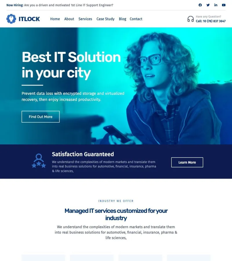 itlock website template desktop screenshot