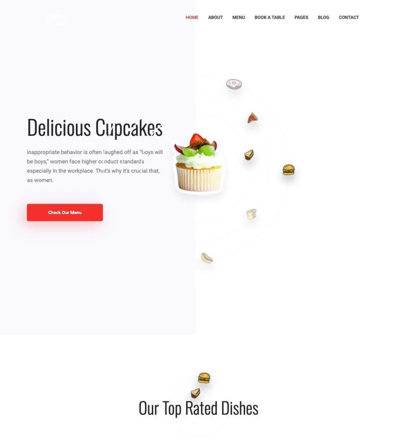 Foodbar website template desktop screenshot