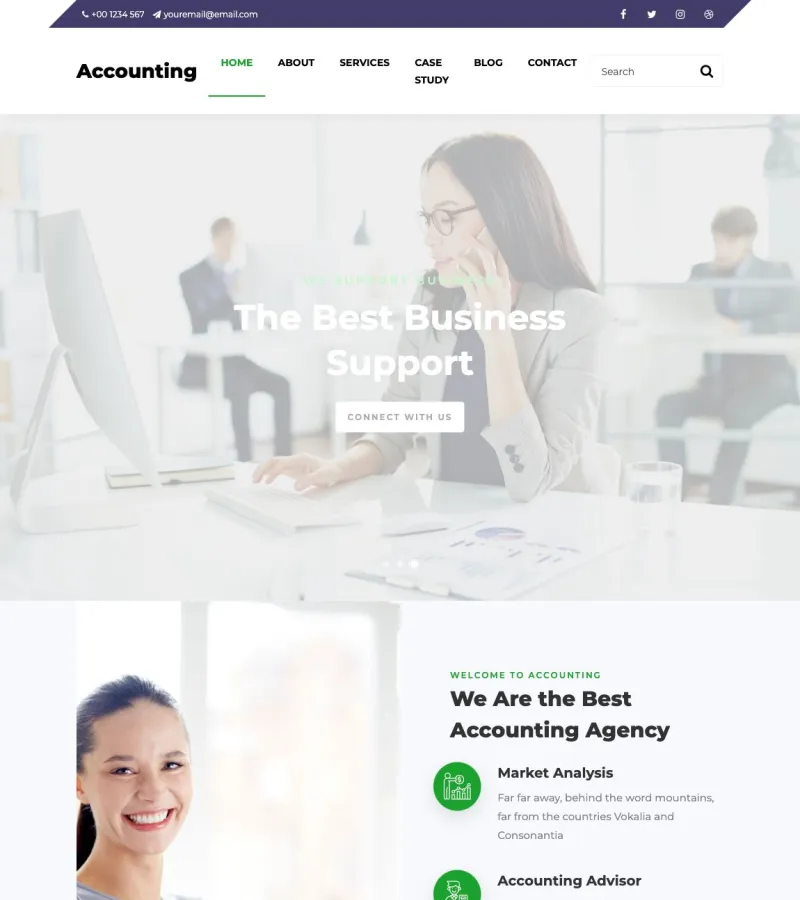 accounting website template desktop screenshot