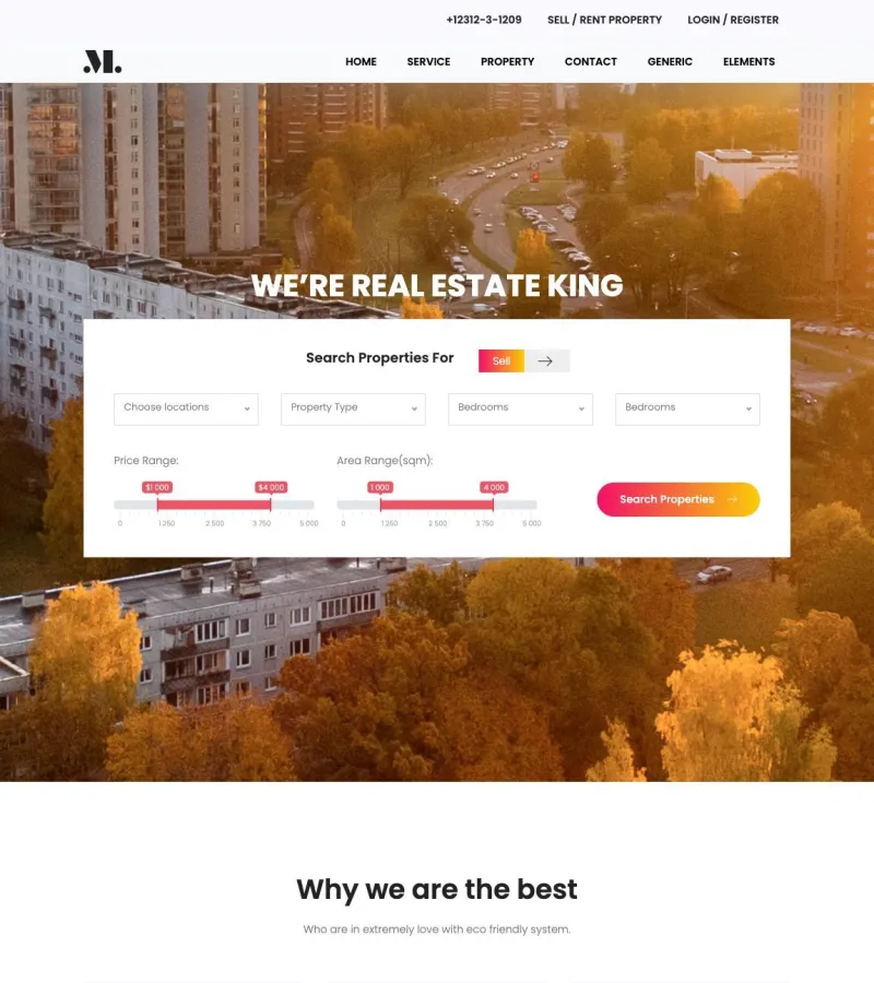 Real Estate King website template desktop screenshot