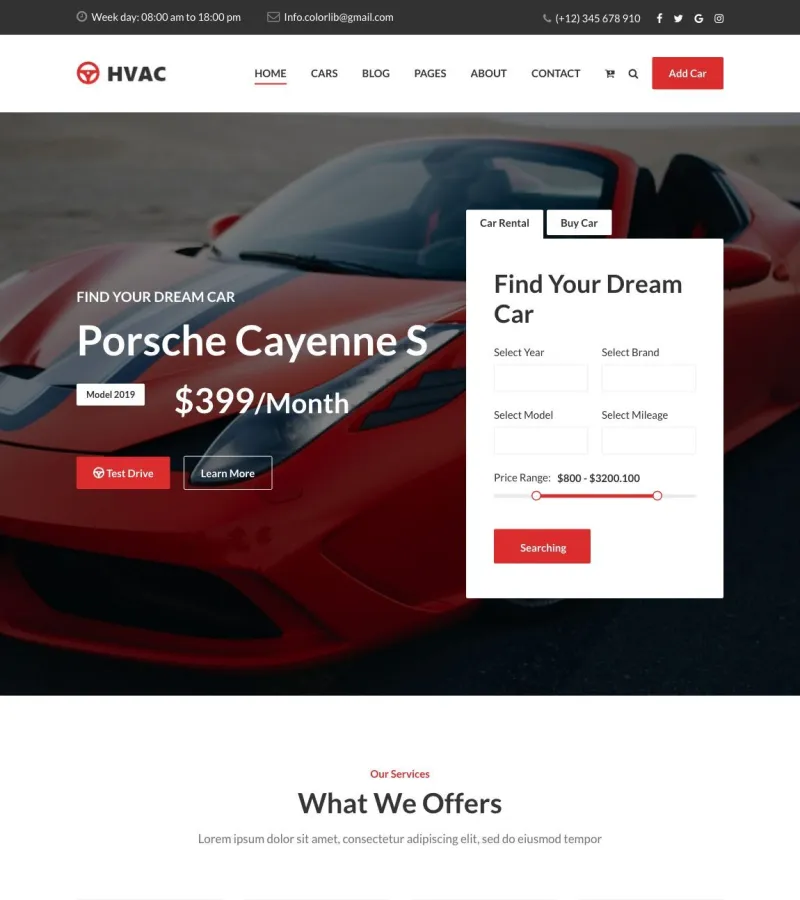 HVAC Service website template desktop screenshot