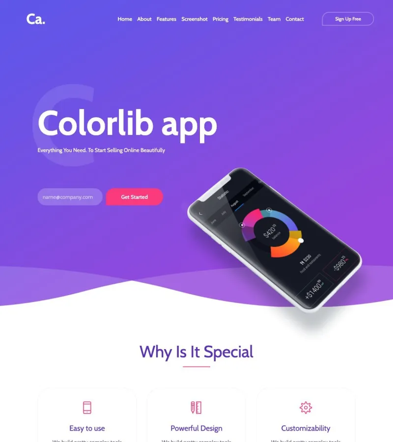 Colorlib App Landing Page template