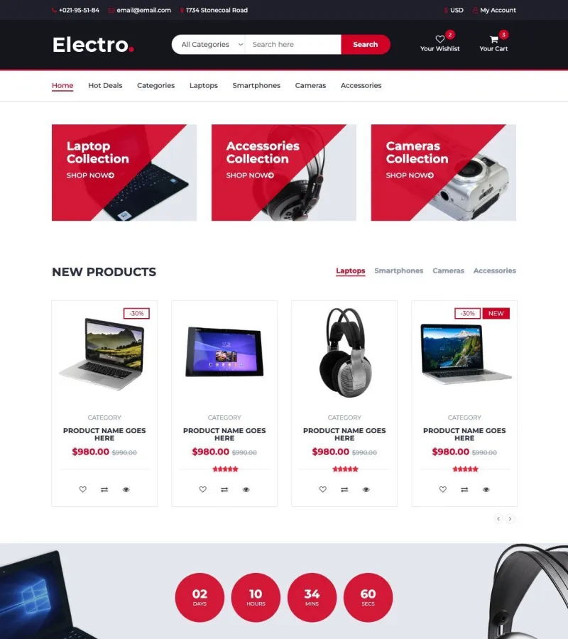 Electro website template desktop screenshot