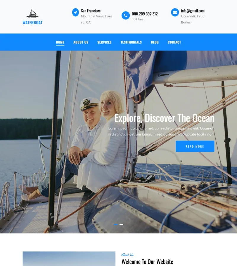 waterboat website template desktop screenshot
