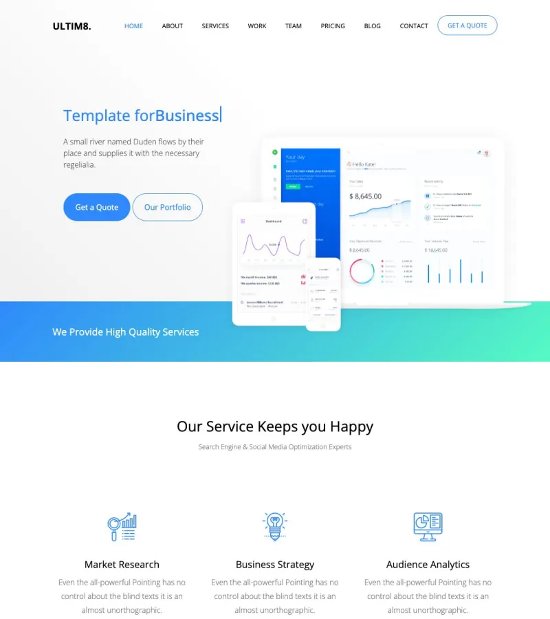 ultim8 website template desktop screenshot