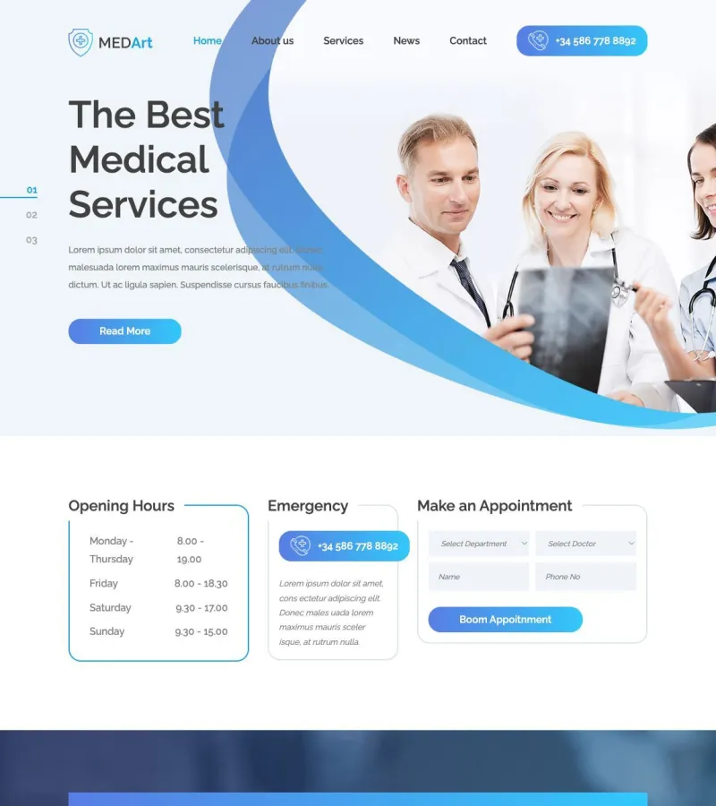 Medart website template desktop screenshot