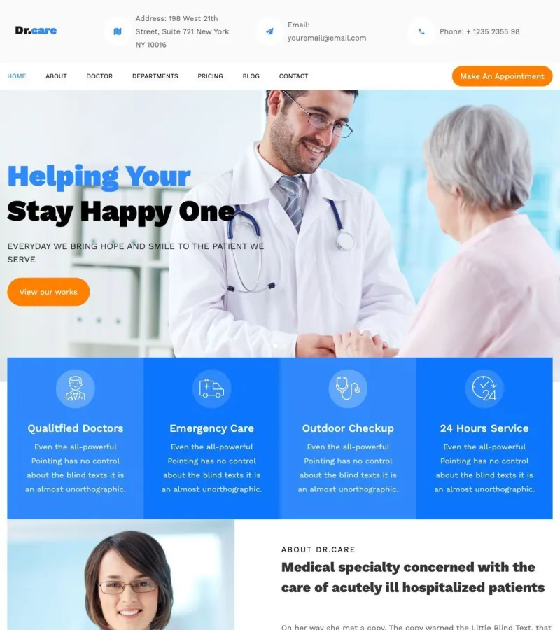 drcare website template desktop screenshot