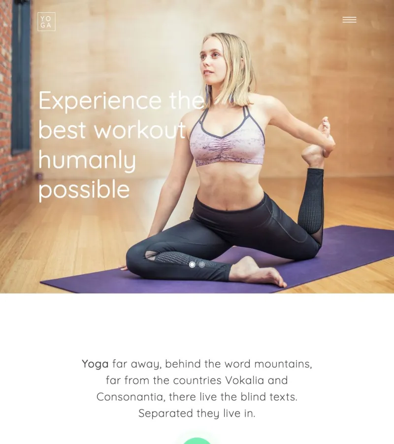 yoga website template desktop screenshot
