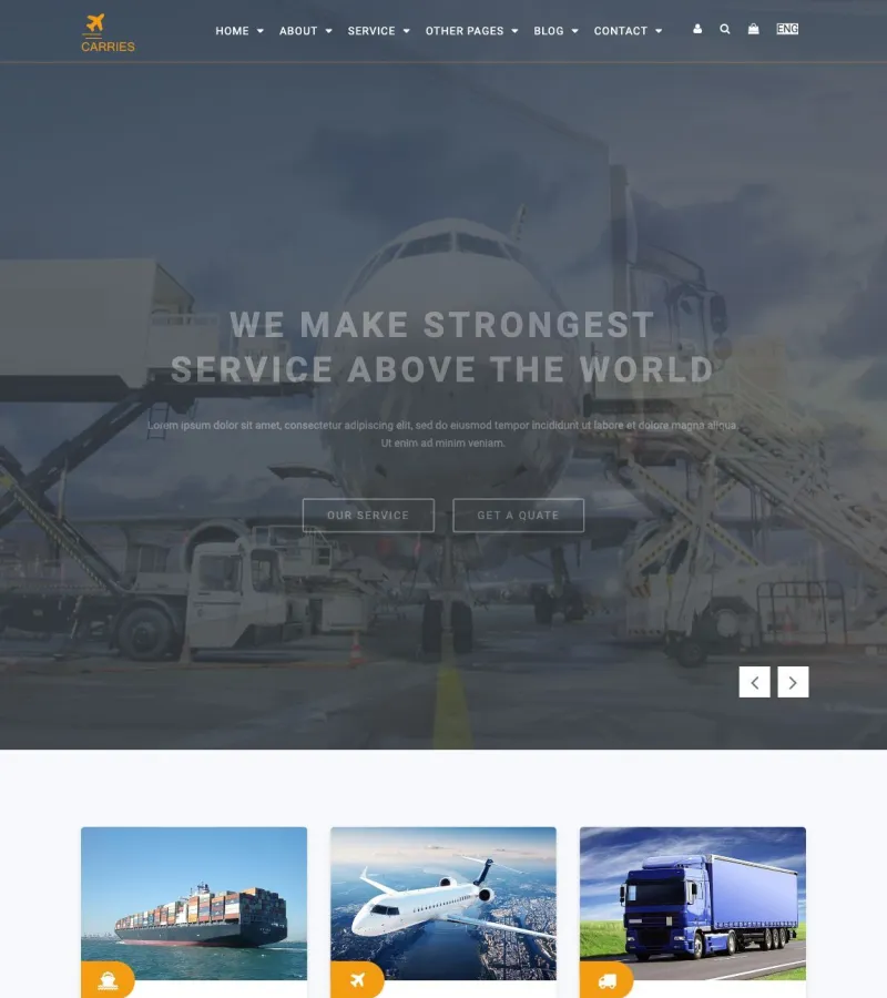 carries website template desktop screenshot