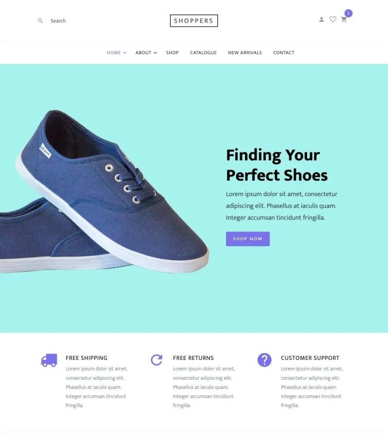 shoppers website template desktop screenshot