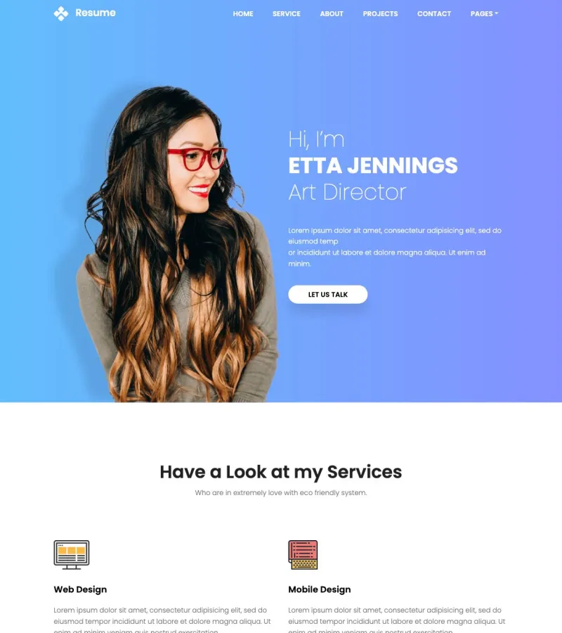 Etta Jennings Portfolio Web Developer template