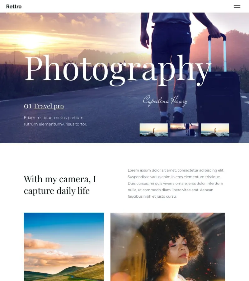 Rettro Photography website template desktop screenshot