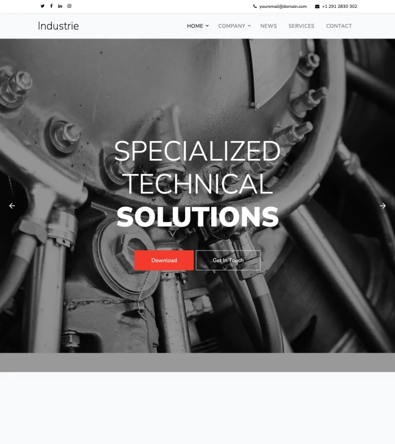 industrie website template desktop screenshot