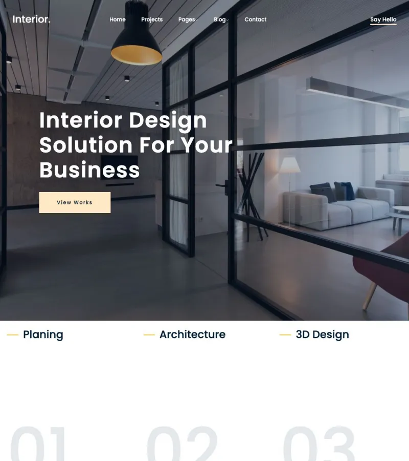 Interior Design website template desktop screenshot