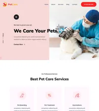 petcare mini website template desktop screenshot
