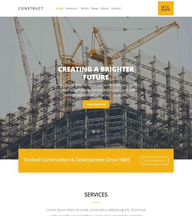 construct website template desktop screenshot
