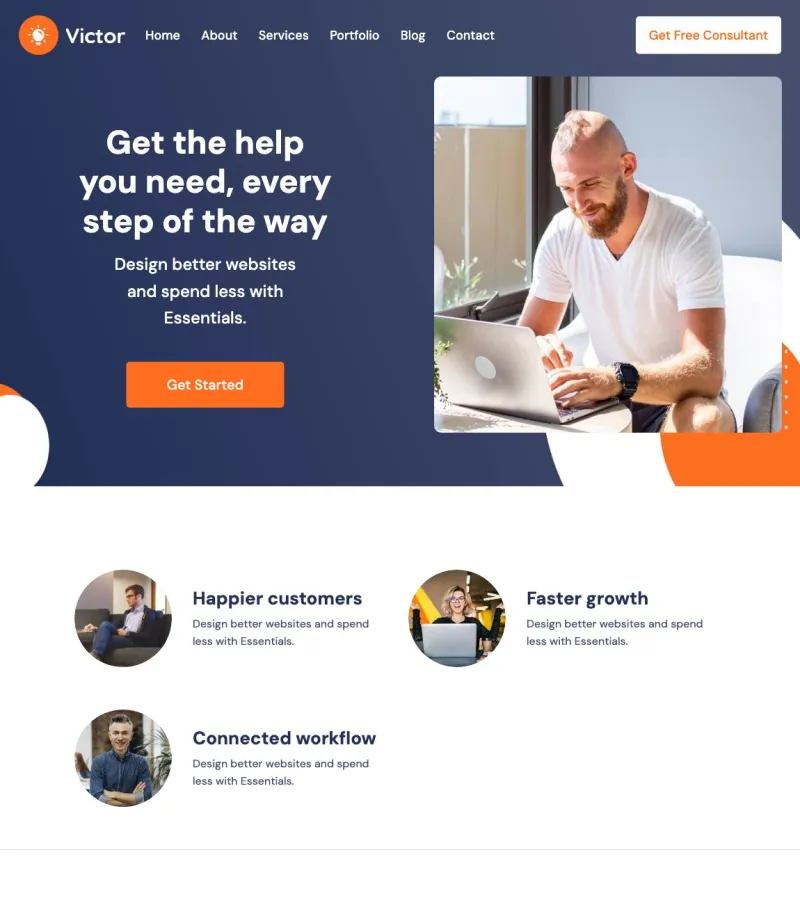 victor website template desktop screenshot