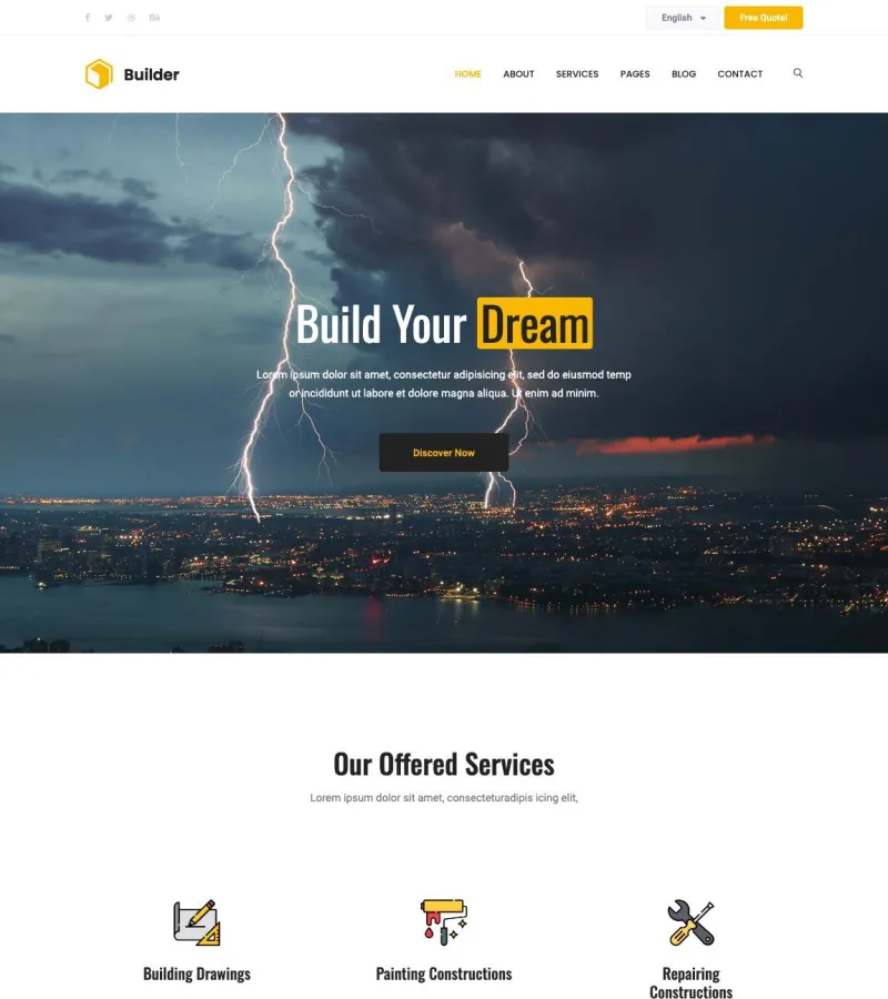 Builder website template desktop screenshot