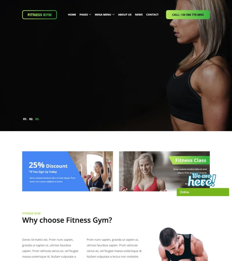 fitnessgym website template desktop screenshot