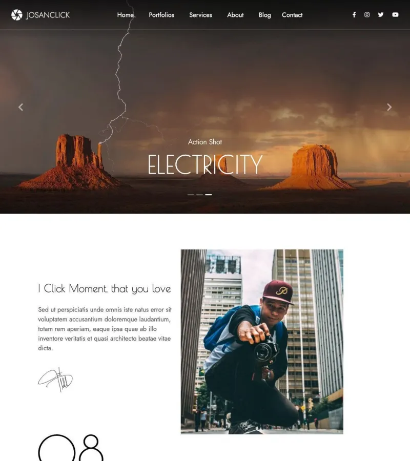Josanclick Photography website template desktop screenshot