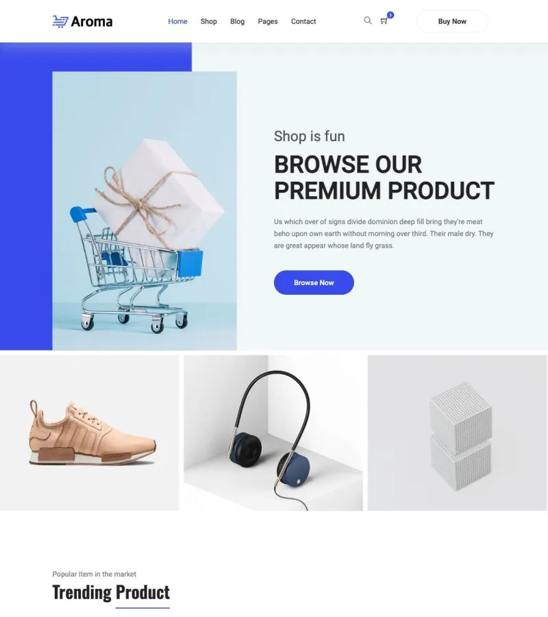 Aroma website template desktop screenshot