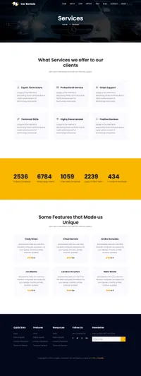 car-rental mini website template desktop screenshot