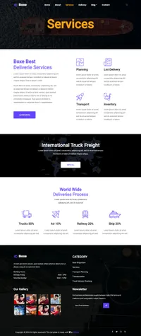 boxe mini website template desktop screenshot