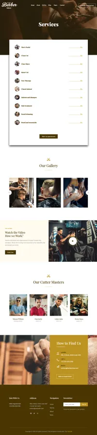 the-barber mini website template desktop screenshot