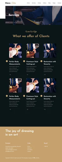 menztailor mini website template desktop screenshot