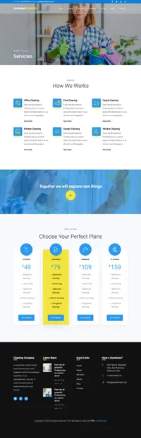 cleaning-company mini website template desktop screenshot