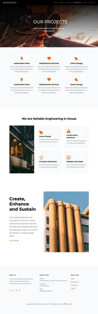 industries mini website template desktop screenshot