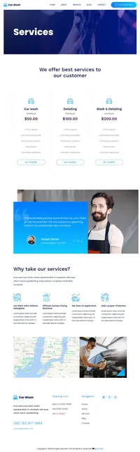 carwash mini website template desktop screenshot
