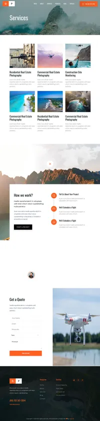 dronephotography mini website template desktop screenshot