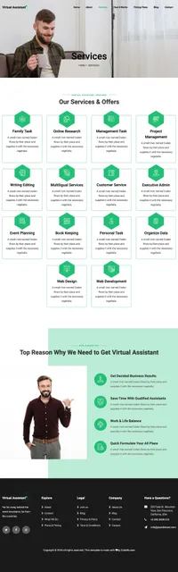 virtualassistant mini website template desktop screenshot