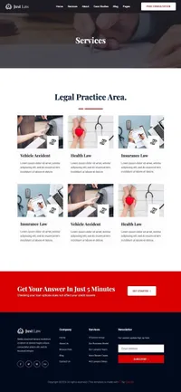 justlaw mini website template desktop screenshot
