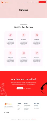 petcare mini website template desktop screenshot