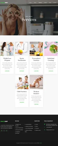 healthvest mini website template desktop screenshot