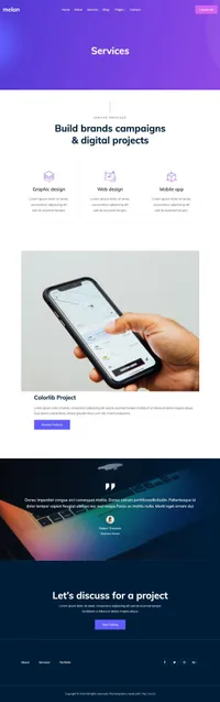 melan mini website template desktop screenshot