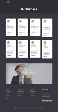 justice mini website template desktop screenshot