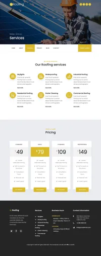 roofing mini website template desktop screenshot