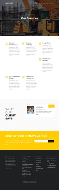 architect mini website template desktop screenshot