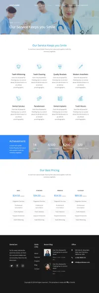 dentacare mini website template desktop screenshot