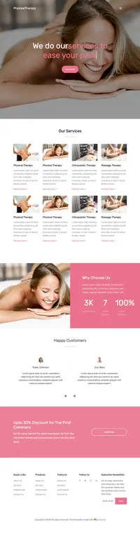 physical-therapy mini website template desktop screenshot
