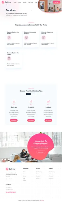 calvino mini website template desktop screenshot