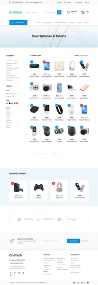 onetech mini website template desktop screenshot