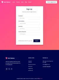 hairsalone mini website template desktop screenshot