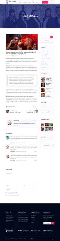 jobfinderportal mini website template desktop screenshot